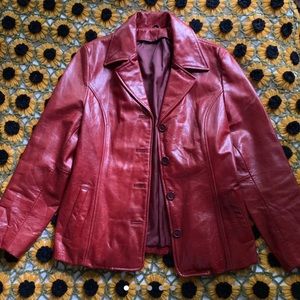 90’s/Y2K Red Leather Jacket